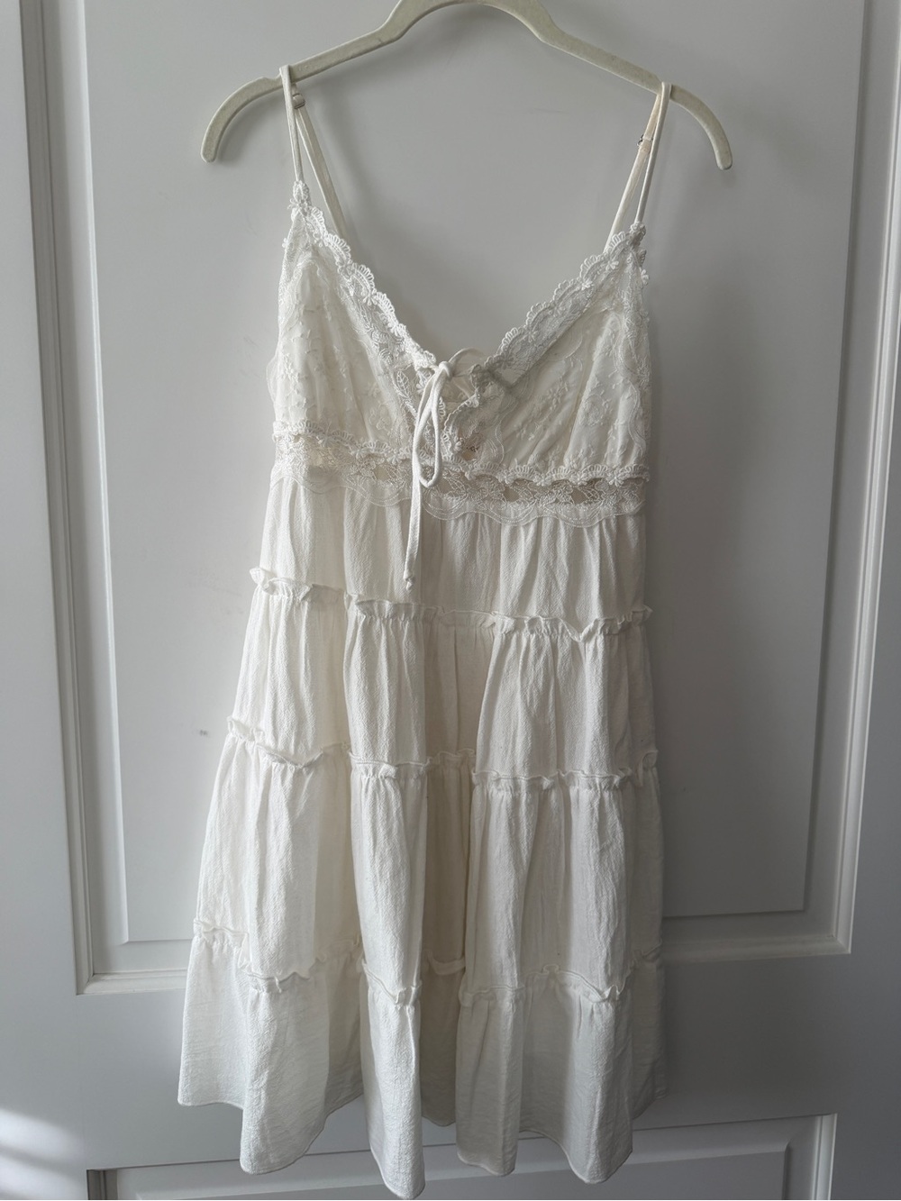 Ocean Drive Ivory Lace-Trim Tiered Chemise